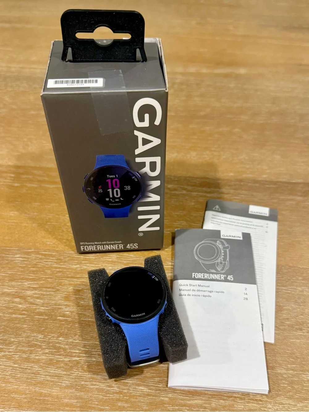 garmin Forerunner 45S Blue Sport GPS Watch with Manuals